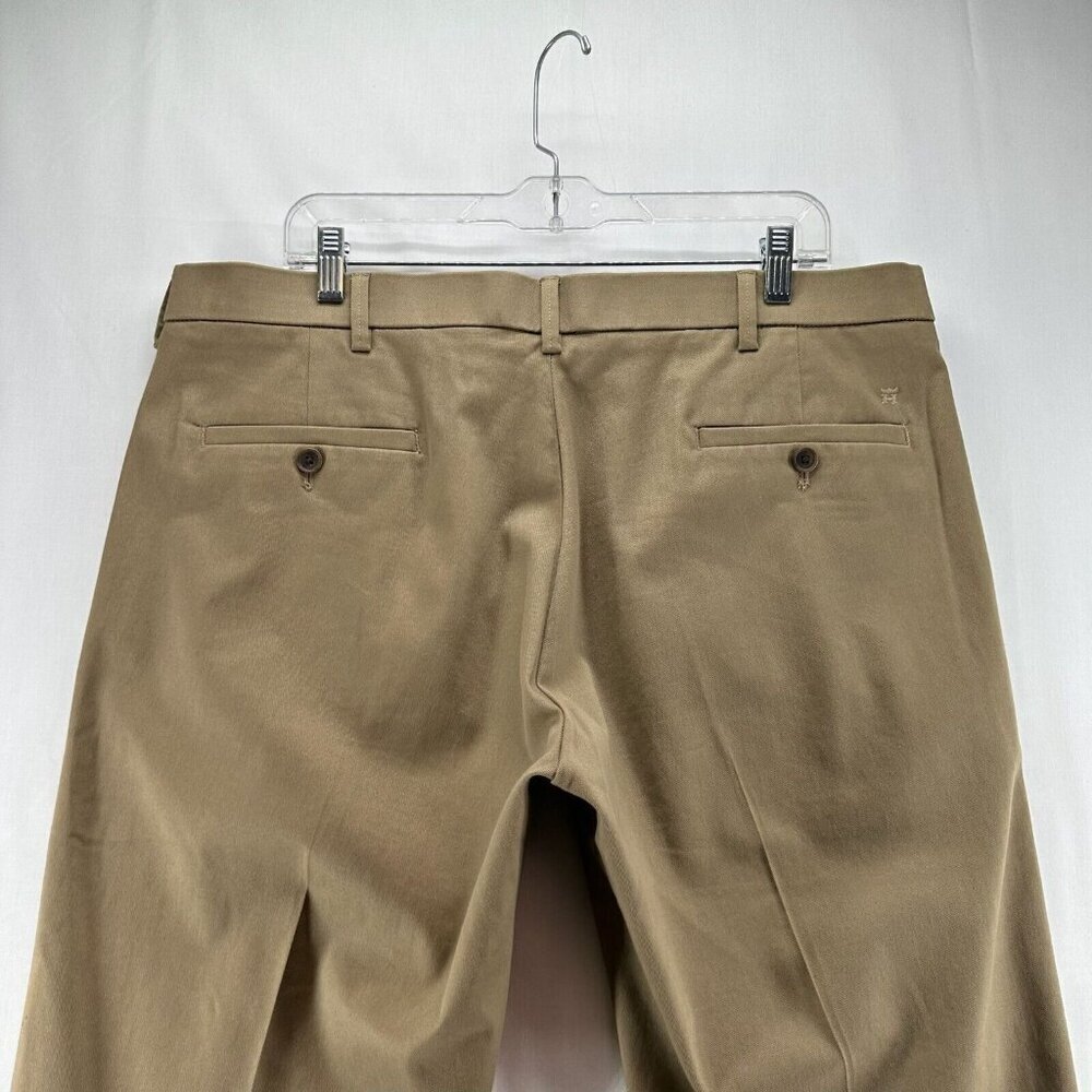Haggar Pants Mens Sz 38x30 Chino Straight Fit Flat Front Twill Cotton Tan Brown - Picture 5 of 10